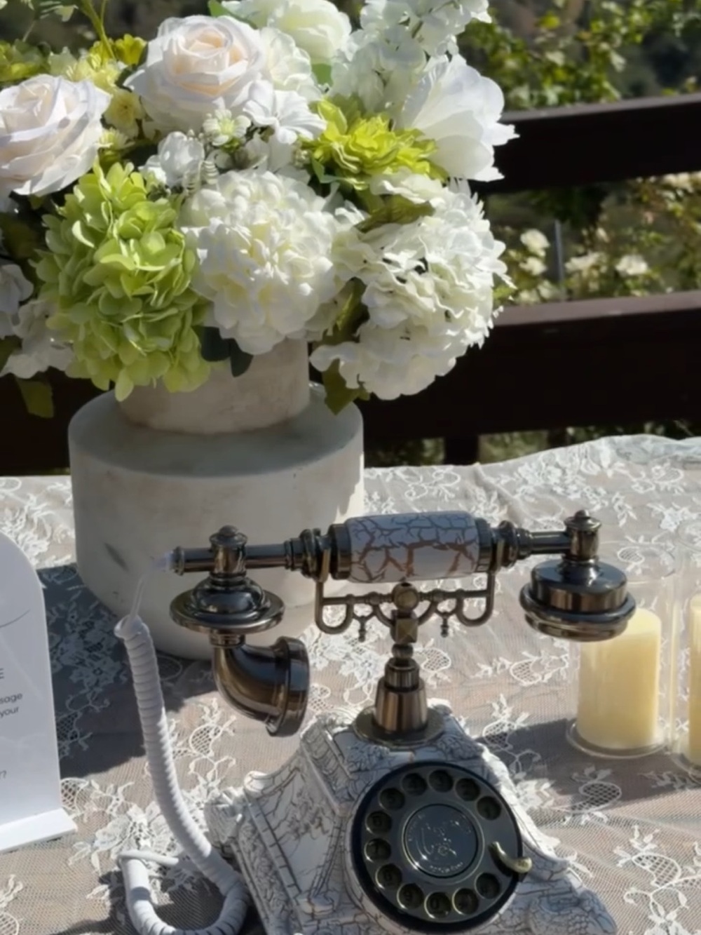 Vintage-Style Marble Audio guestbook Telephone for wedding - White/Gray